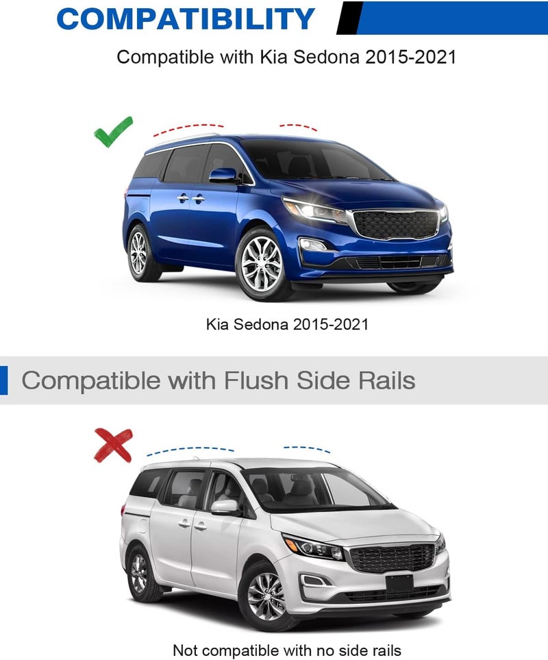 wonderdriver Roof Rack Cross Bars 220lbs Compatible with Kia Sedona 2015-2021,Heavy Duty Aluminum Lockable Roof Rails Crossbars Cargo Canoe Black Rooftop Cargo Carrier Luggage. - Image 2